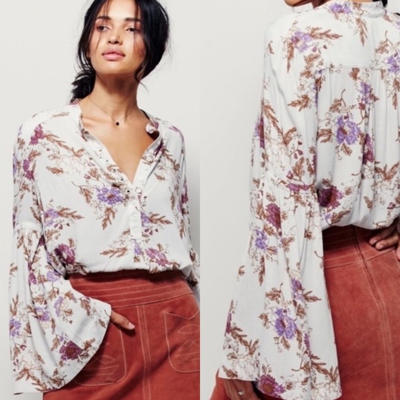 Free People Easy Girl Printed Top - Picture 2 of 7